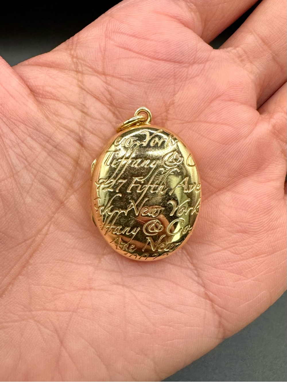Tiffany 14k Yellow Gold Notes Oval Locket Pendant